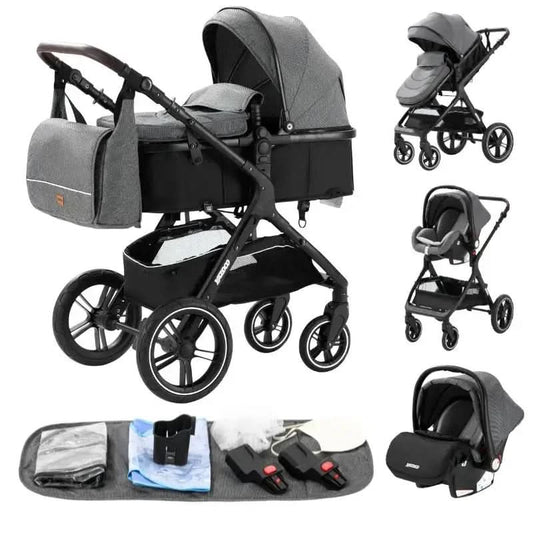 Movebaby™ Luxe 3-in-1 Kinderwagen – Compleet met Accessoires | Verstelbaar, Inklapbaar & Geschikt vanaf Geboorte