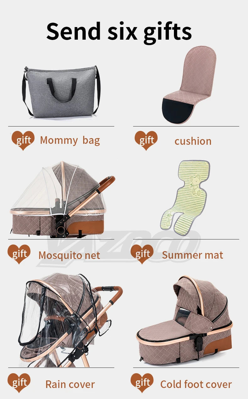 Nieuwste 3-in-1 kinderwagen Draagbare reiskinderwagen Opvouwbare kinderwagens Aluminium frame Hoge landschapsauto voor pasgeboren baby