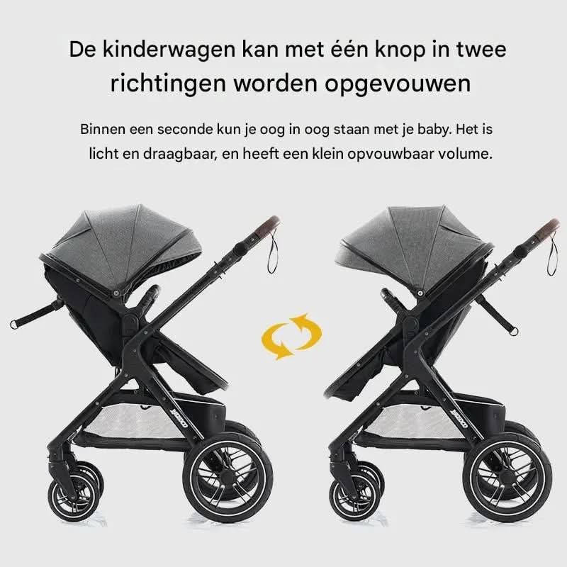 Movebaby™ Luxe 3-in-1 Kinderwagen – Compleet met Accessoires | Verstelbaar, Inklapbaar & Geschikt vanaf Geboorte