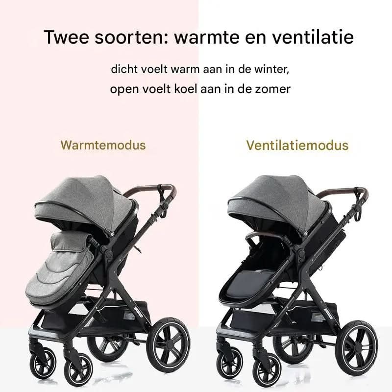 Movebaby™ Luxe 3-in-1 Kinderwagen – Compleet met Accessoires | Verstelbaar, Inklapbaar & Geschikt vanaf Geboorte