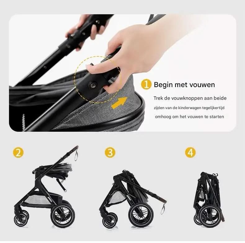 Movebaby™ Luxe 3-in-1 Kinderwagen – Compleet met Accessoires | Verstelbaar, Inklapbaar & Geschikt vanaf Geboorte
