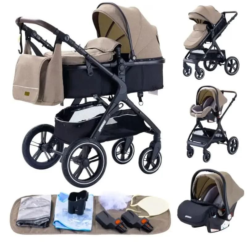 Movebaby™ Luxe 3-in-1 Kinderwagen – Compleet met Accessoires | Verstelbaar, Inklapbaar & Geschikt vanaf Geboorte