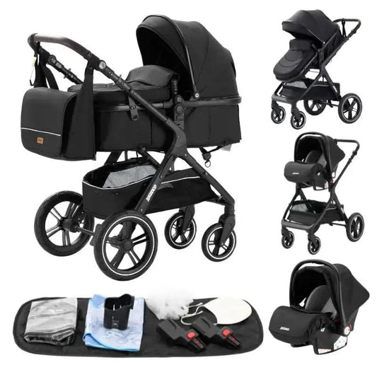 Movebaby™ Luxe 3-in-1 Kinderwagen – Compleet met Accessoires | Verstelbaar, Inklapbaar & Geschikt vanaf Geboorte