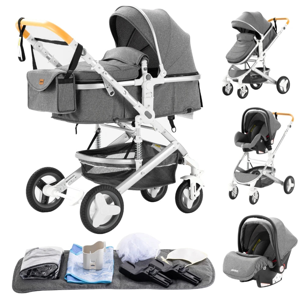 Nieuwste 3-in-1 kinderwagen Draagbare reiskinderwagen Opvouwbare kinderwagens Aluminium frame Hoge landschapsauto voor pasgeboren baby