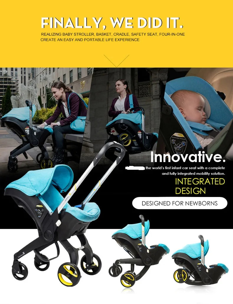 Autostoel Kinderwagen Combo 2-in-1 babyreissysteem Converteerbaar autostoeltje met wielen Lichtgewicht opvouwbare kinderwagen Pasgeboren buggy Draagbare draagzak Wandelwagen voor vliegtuigreizen Compact ontwerp Gemakkelijk opvouwbaar Multifunctionele draagwagen