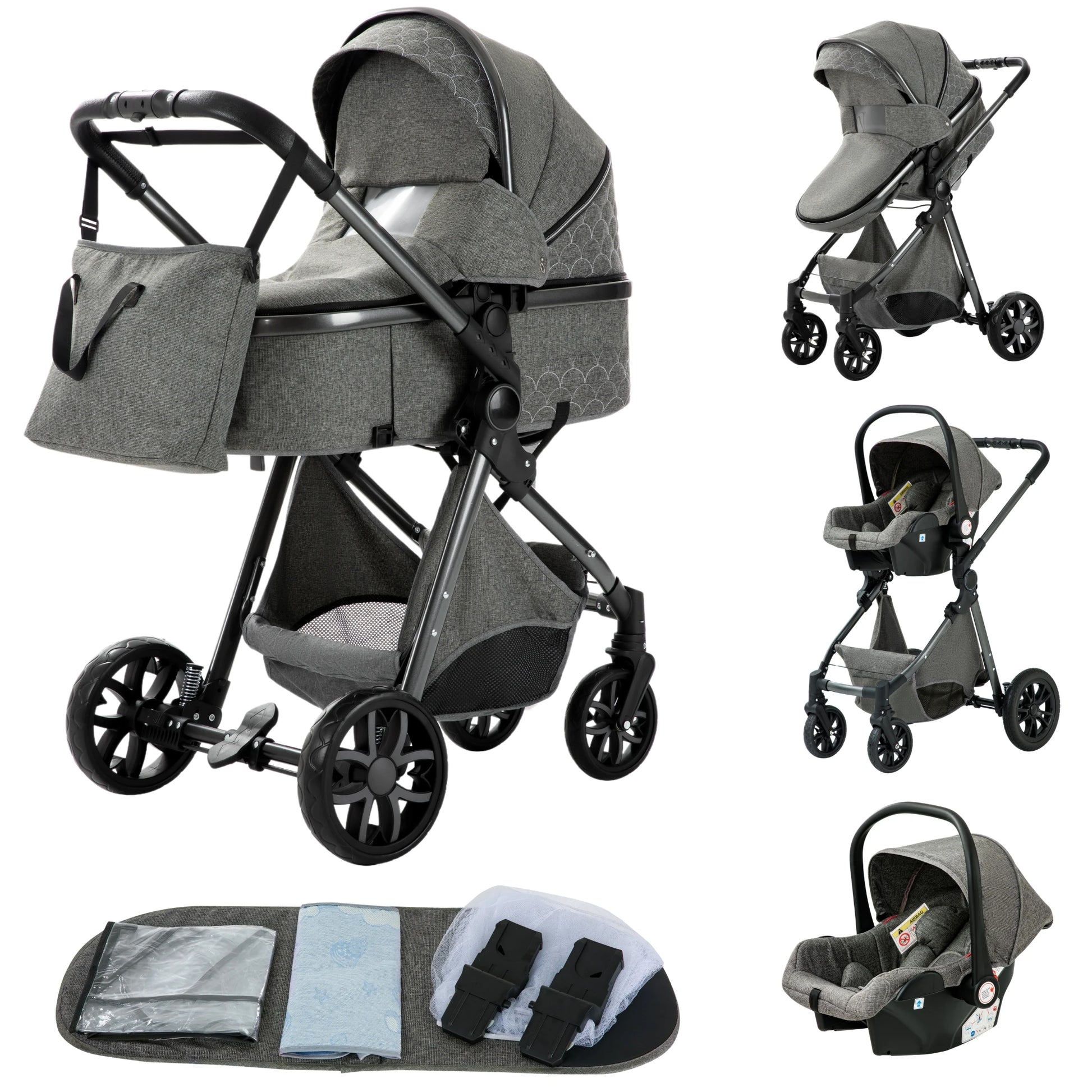 Nieuwste 3-in-1 kinderwagen Draagbare reiskinderwagen Opvouwbare kinderwagens Aluminium frame Hoge landschapsauto voor pasgeboren baby