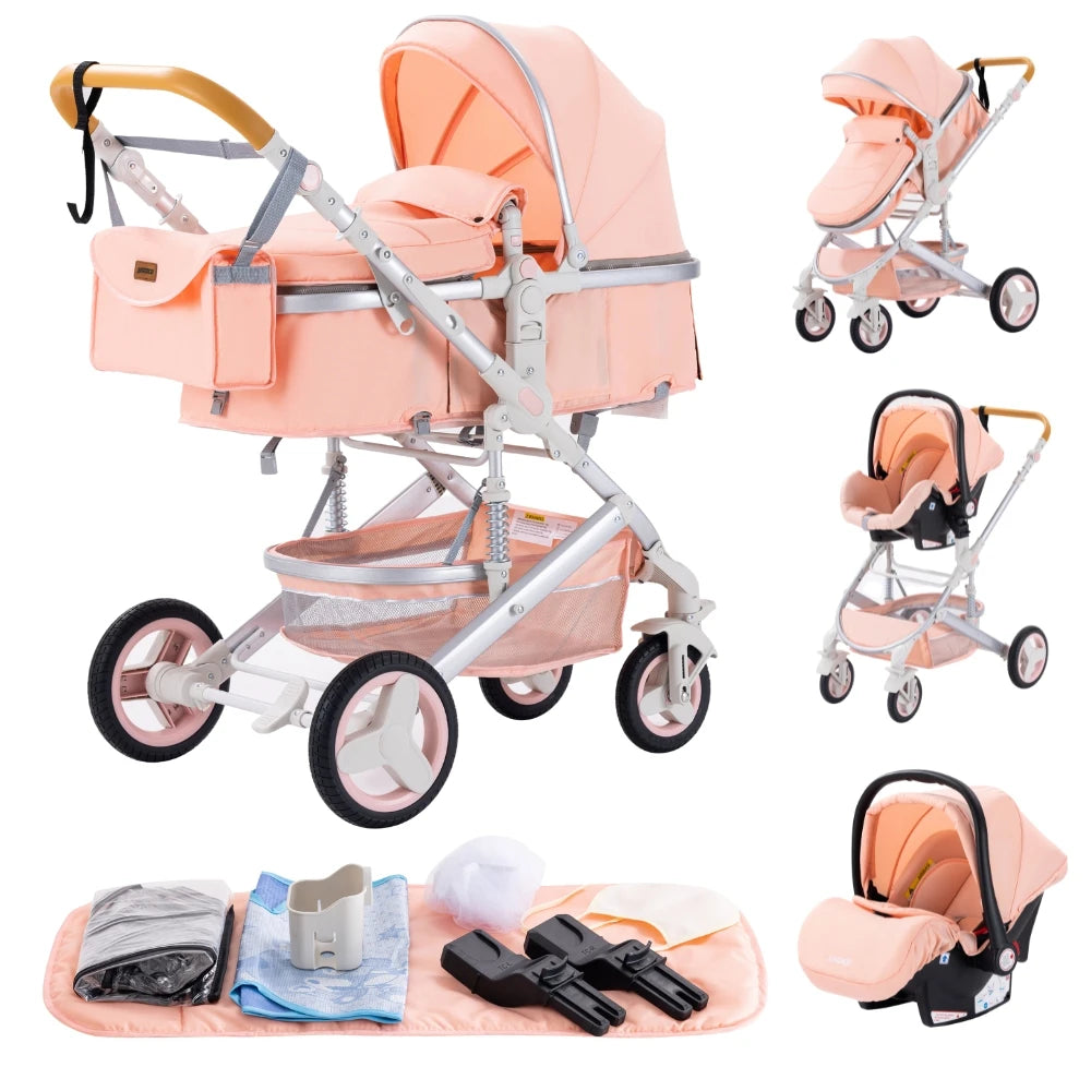 Nieuwste 3-in-1 kinderwagen Draagbare reiskinderwagen Opvouwbare kinderwagens Aluminium frame Hoge landschapsauto voor pasgeboren baby