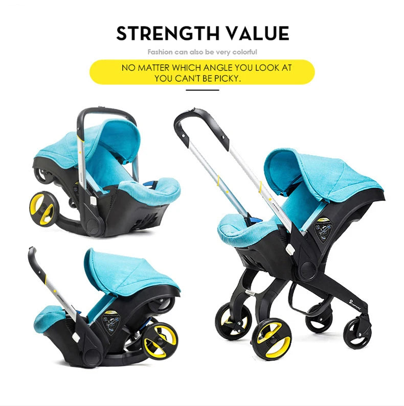 Autostoel Kinderwagen Combo 2-in-1 babyreissysteem Converteerbaar autostoeltje met wielen Lichtgewicht opvouwbare kinderwagen Pasgeboren buggy Draagbare draagzak Wandelwagen voor vliegtuigreizen Compact ontwerp Gemakkelijk opvouwbaar Multifunctionele draagwagen