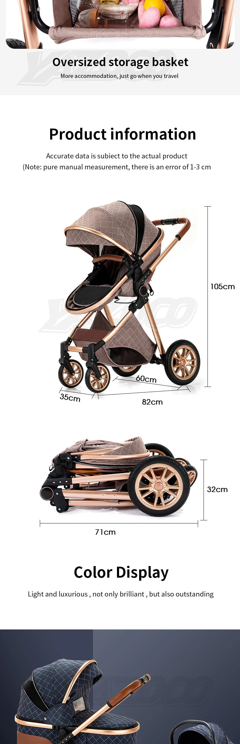 Nieuwste 3-in-1 kinderwagen Draagbare reiskinderwagen Opvouwbare kinderwagens Aluminium frame Hoge landschapsauto voor pasgeboren baby