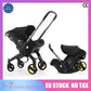Autostoel Kinderwagen Combo 2-in-1 babyreissysteem Converteerbaar autostoeltje met wielen Lichtgewicht opvouwbare kinderwagen Pasgeboren buggy Draagbare draagzak Wandelwagen voor vliegtuigreizen Compact ontwerp Gemakkelijk opvouwbaar Multifunctionele draagwagen